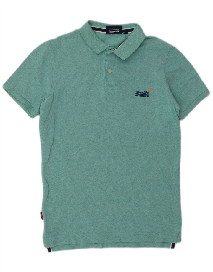 Camisa polo masculina SUPERDRY pequena verde algodão
