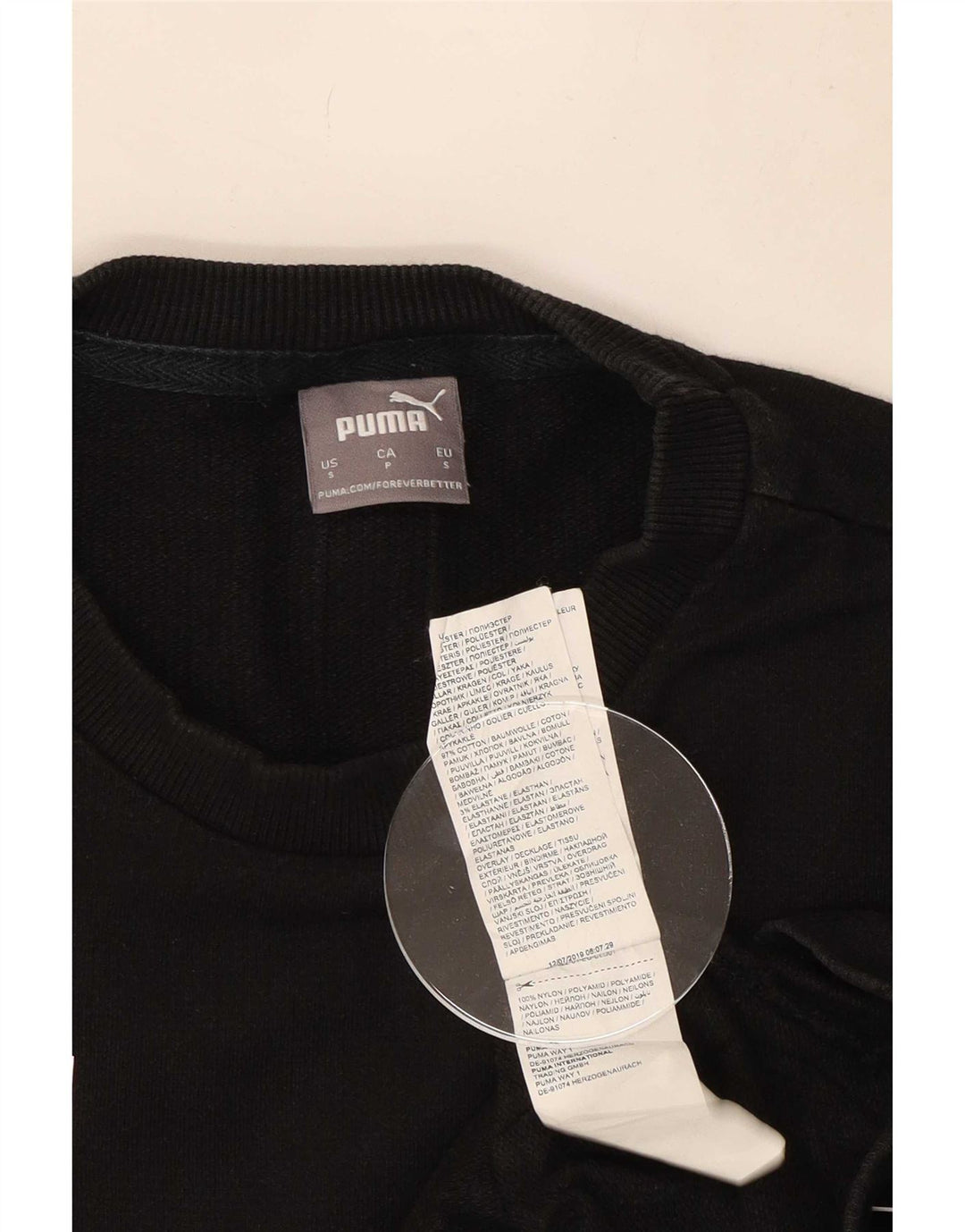 Puma Mens Graphic Moletom Jumper Pequeno Algodão Preto
