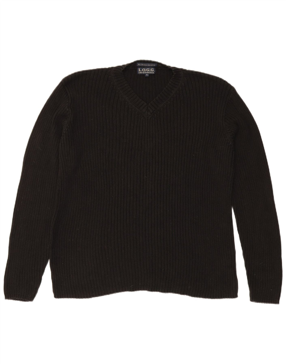 L.O.G.G Suéter masculino com decote em V XL algodão preto