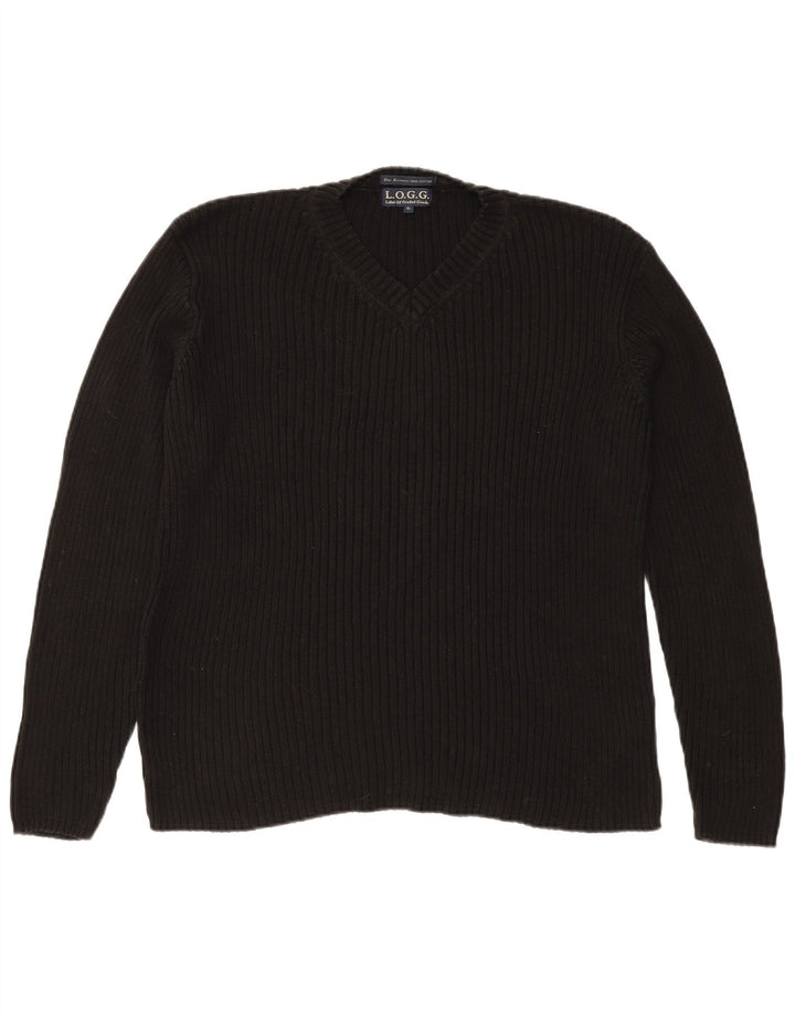 L.O.G.G Suéter masculino com decote em V XL algodão preto