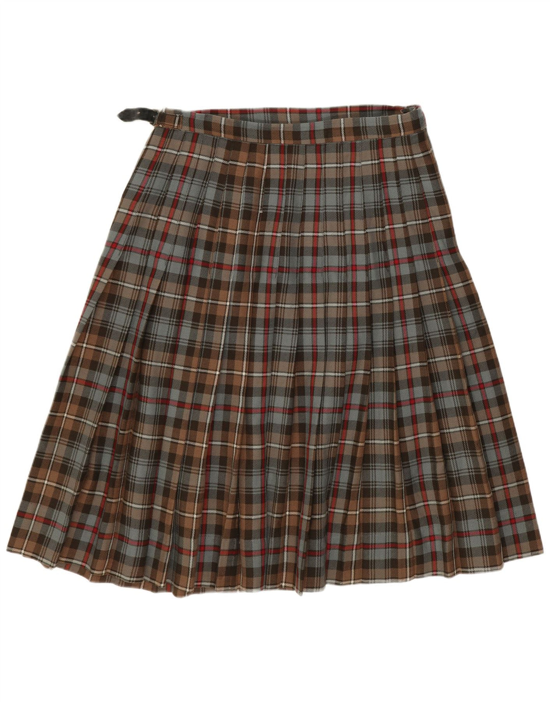 Saia feminina James Pringle Kilted Wrap W30 marrom médio xadrez lã nova