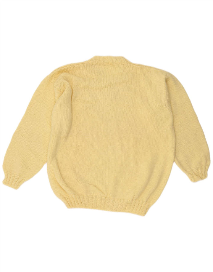 Suéter masculino vintage com decote em V grande amarelo