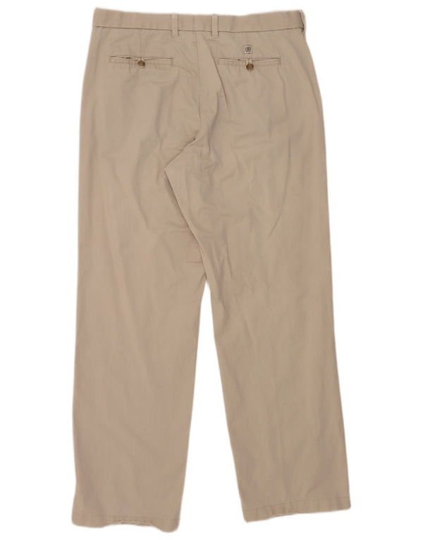 Calça chino reta masculina Marks & Spencer Blue Harbor W34 L33 bege