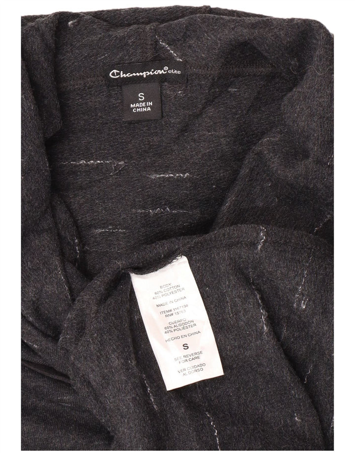 Jumper feminino com capuz grande Champion UK 10 algodão manchado cinza pequeno