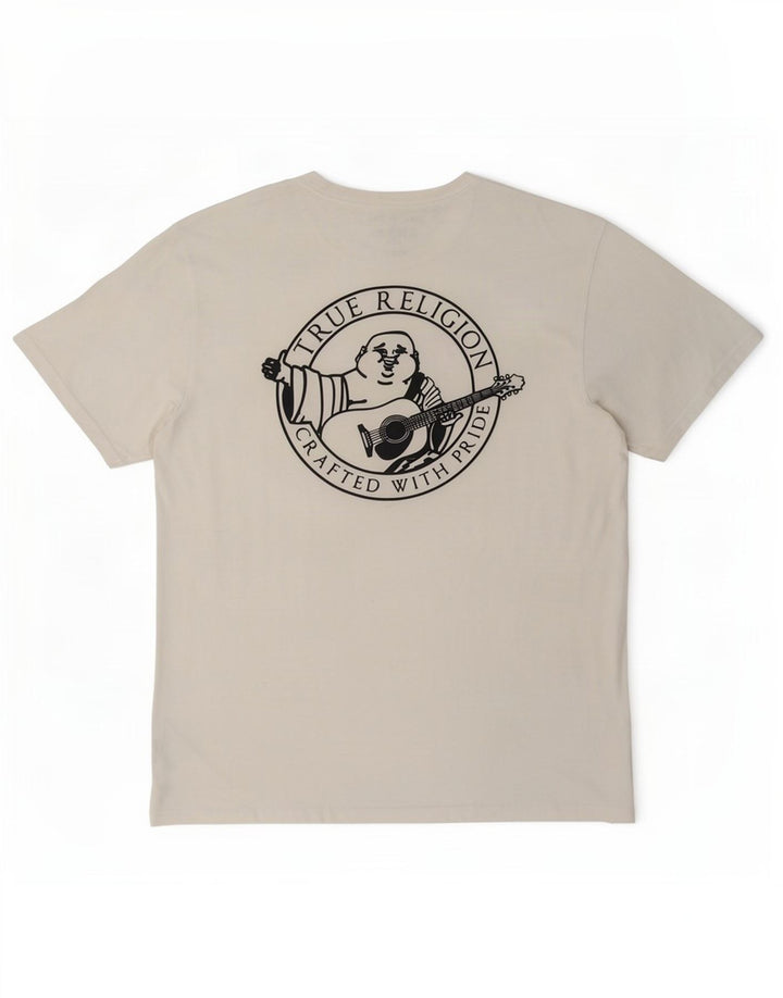Camiseta gráfica masculina True Religion Top XL algodão branco