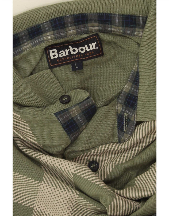Camisa polo masculina Barbour grande xadrez verde