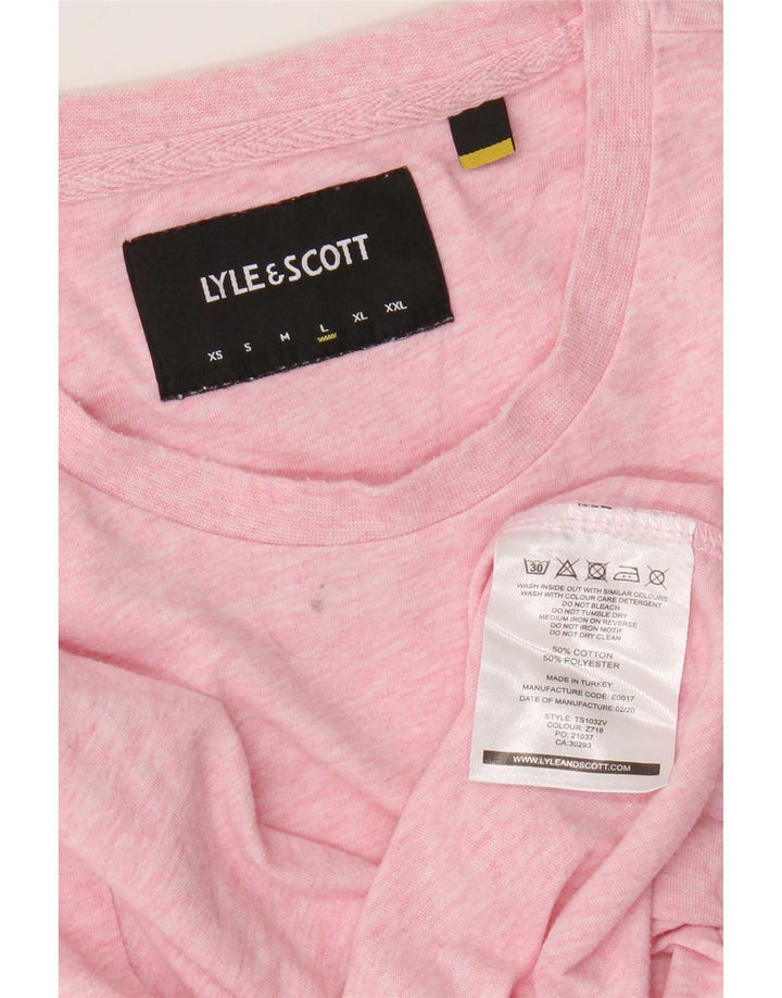 Camiseta masculina Lyle & Scott grande algodão manchado rosa