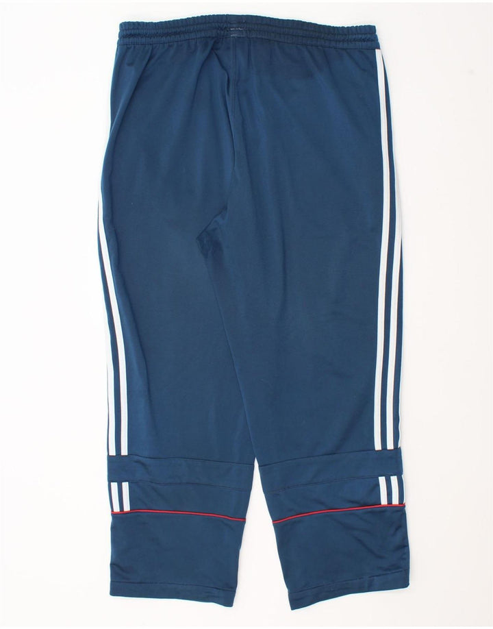 Calças de treino masculinas Adidas UK 40/42 poliéster azul médio