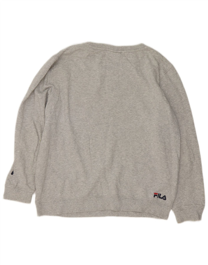 Fila moletom gráfico masculino jumper médio cinza algodão manchado