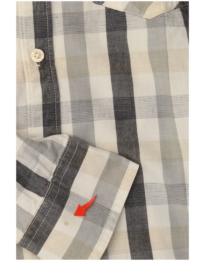 Camisa masculina Lee grande algodão xadrez cinza