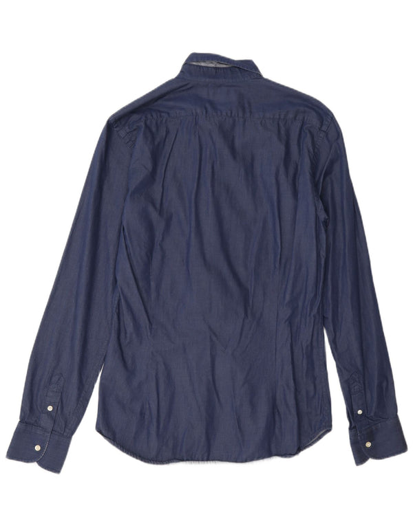 Camisa masculina La Martina gráfica slim fit pequena algodão azul marinho