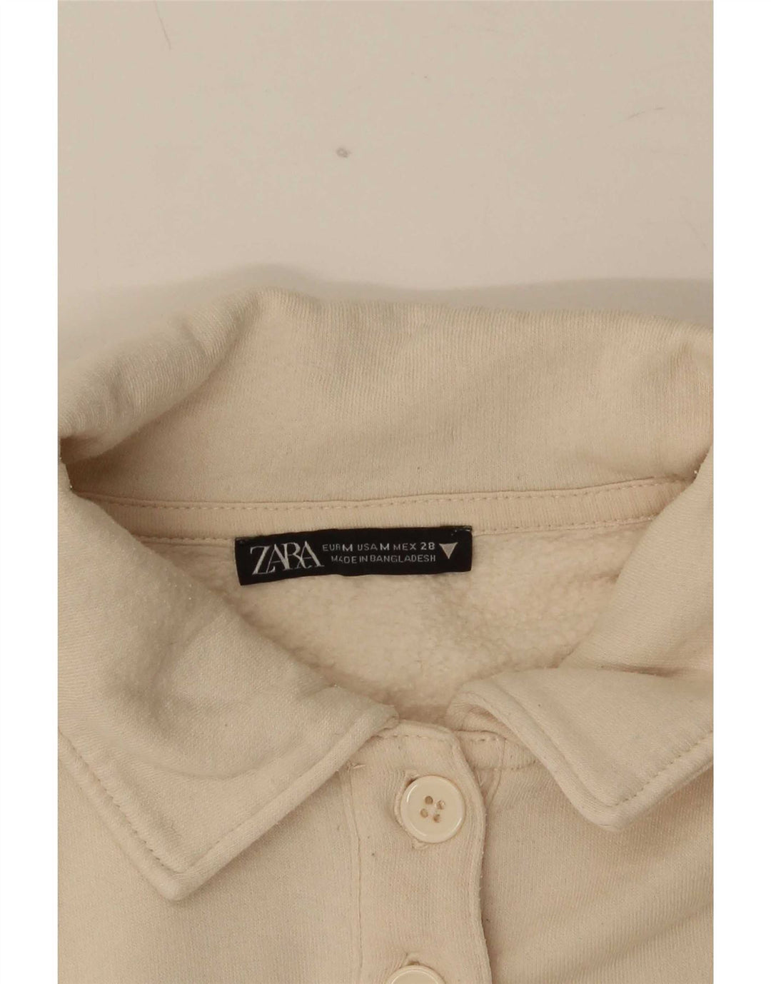 Moletom Zara feminino com gola polo, suéter UK 14 médio bege
