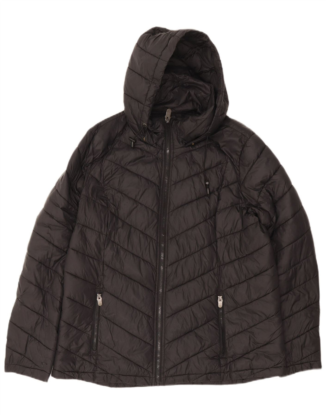 Jaqueta acolchoada com capuz feminina Fat Face UK 16 grande nylon preto