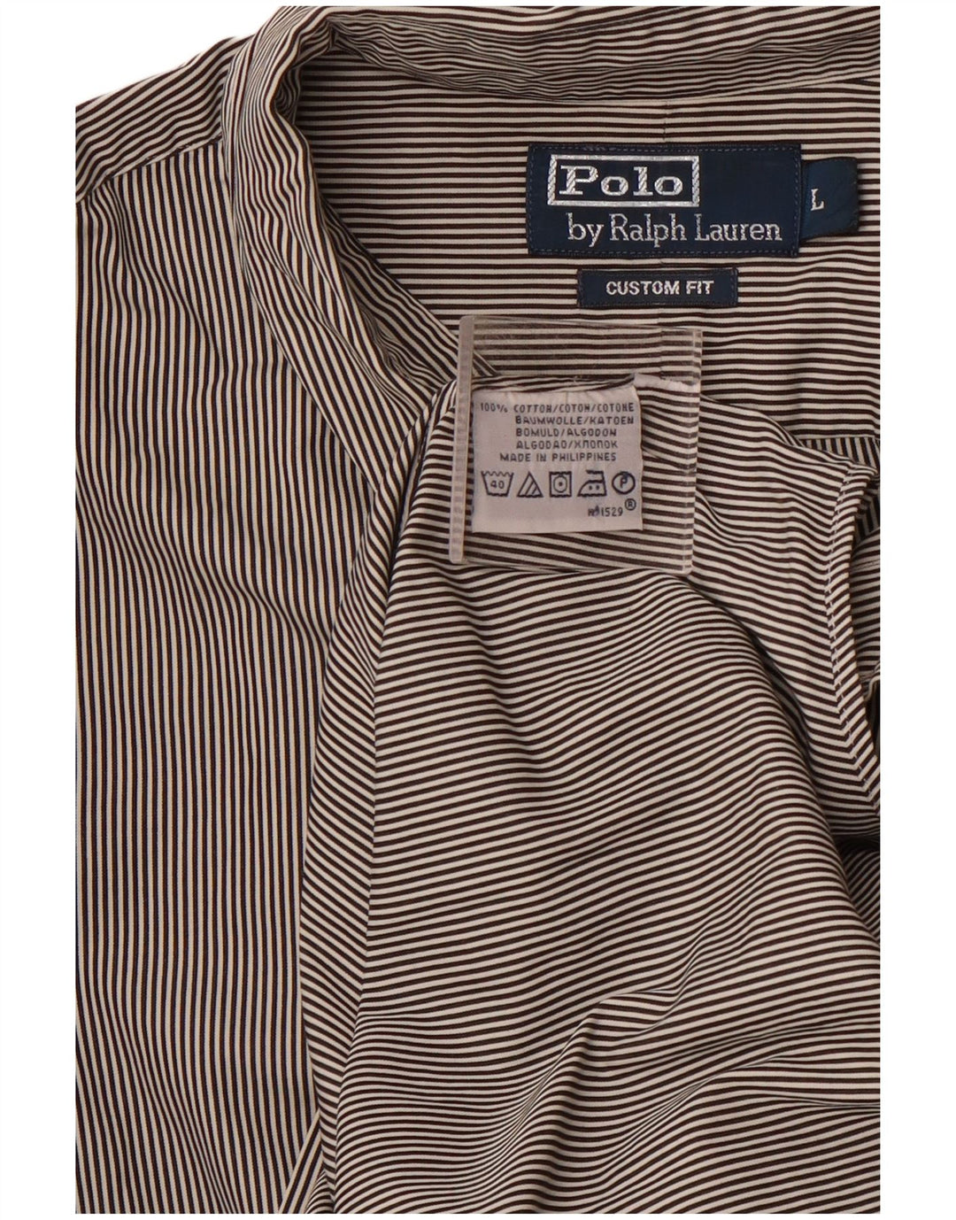 POLO RALPH LAUREN Camisa masculina de ajuste personalizado grande algodão listrado preto
