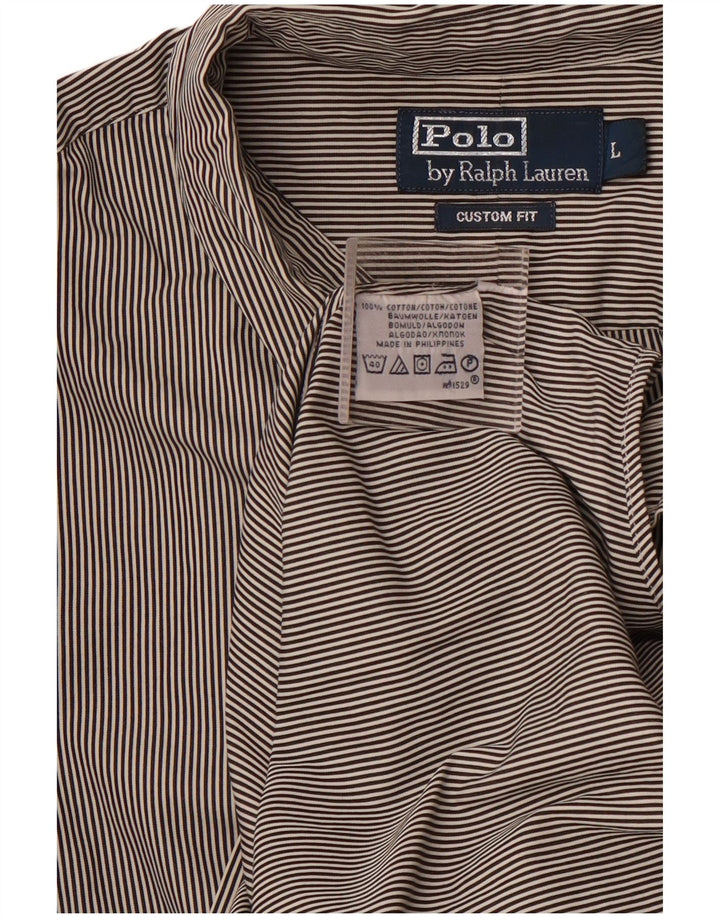 POLO RALPH LAUREN Camisa masculina de ajuste personalizado grande algodão listrado preto