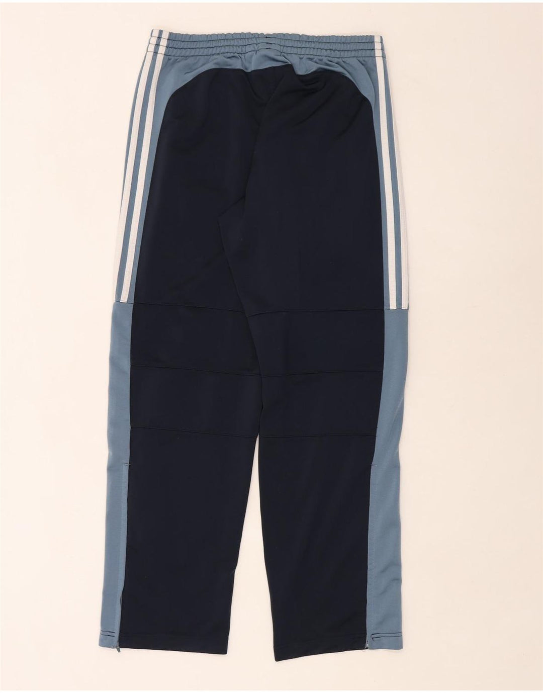 Calça de treino masculina Adidas pequena azul marinho colorblock poliéster