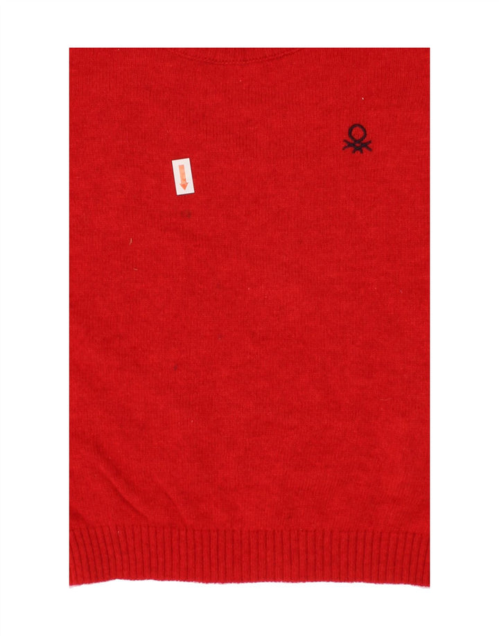 BENETTON Baby Boys Boat Neck Jumper Sweater 18-24 Months Red Wool Vintage Benetton and Second-Hand Benetton from Messina Hembry 