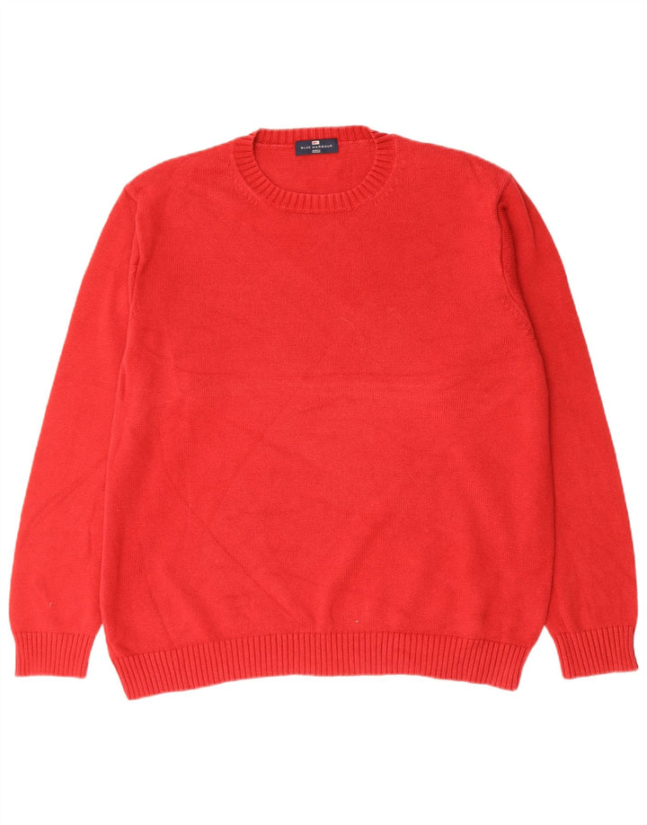 Suéter masculino MARKS & SPENCER Blue Harbor com gola redonda XL de algodão vermelho