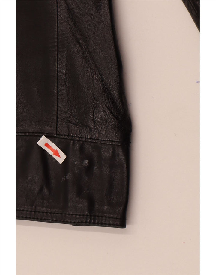 Jaqueta blazer feminina de couro com 2 botões VINTAGE IT 44 couro preto médio