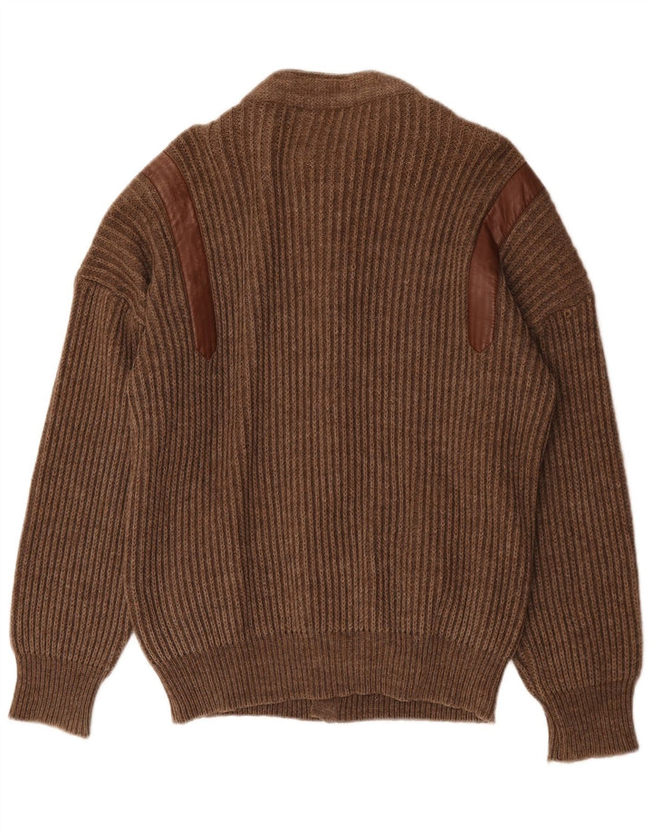 Suéter Cardigan Masculino Vintage Grande Marrom
