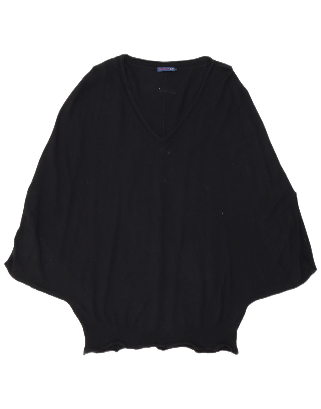 TRUSSARDI JEANS Poncho Jumper feminino UK 14 médio preto viscose