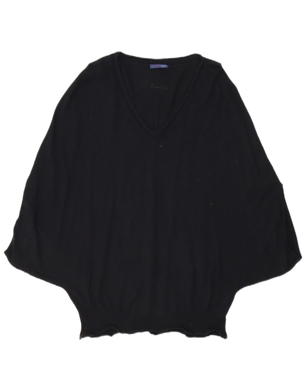 TRUSSARDI JEANS Poncho Jumper feminino UK 14 médio preto viscose