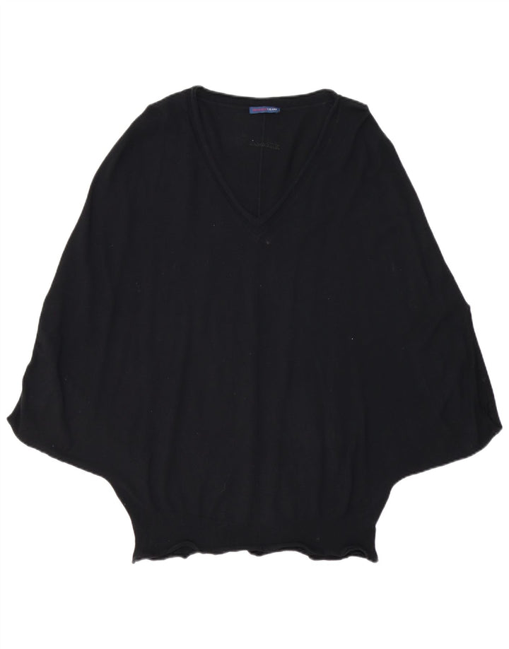 TRUSSARDI JEANS Poncho Jumper feminino UK 14 médio preto viscose