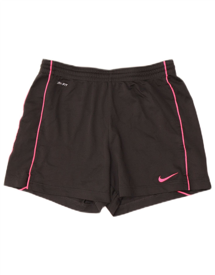Shorts esportivos femininos Nike Dri Fit UK 10 poliéster cinza pequeno