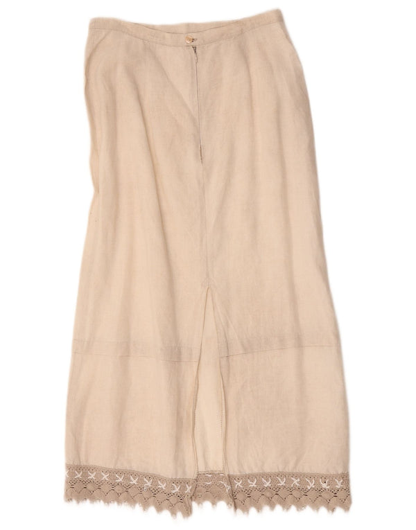 L.Pucci Saia Midi Feminina IT 44 Médio W28 Linho Bege