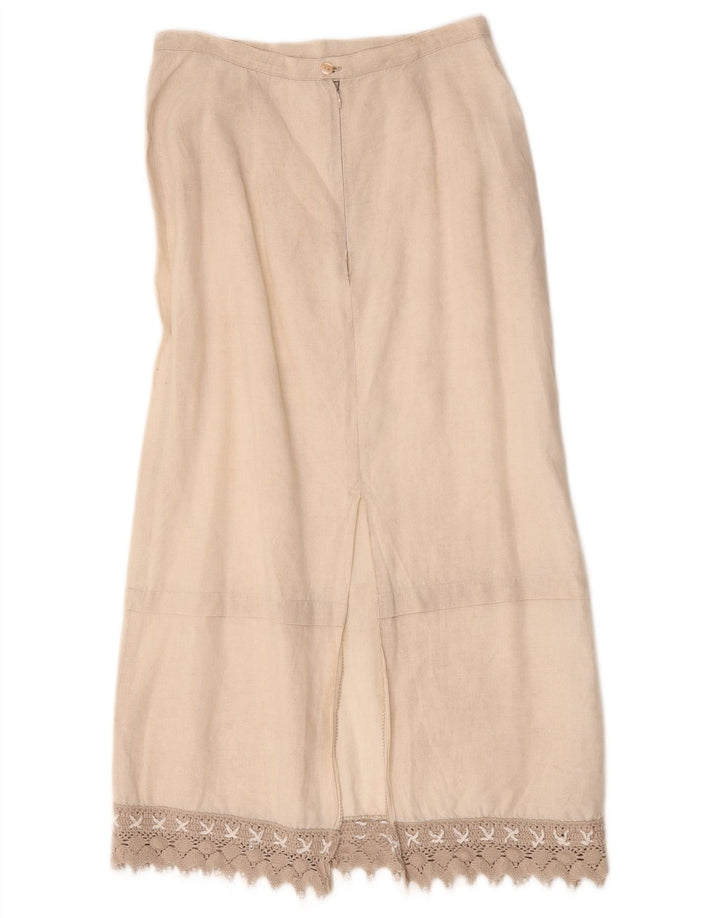 L.Pucci Saia Midi Feminina IT 44 Médio W28 Linho Bege