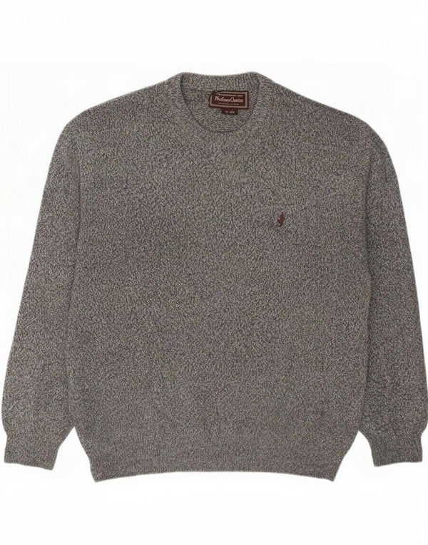 Suéter masculino Marlboro Classics com gola redonda XL lã manchada cinza