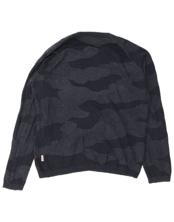 Suéter masculino Jack & Jones com gola canoa pequeno camuflado azul marinho