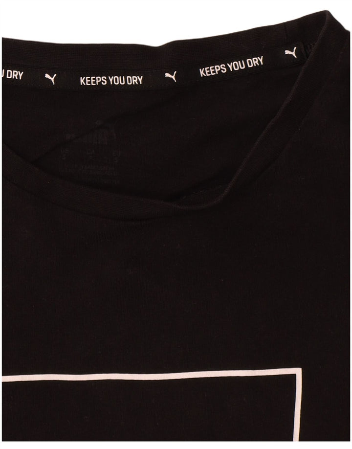 Puma Mens Graphic T-Shirt Top Pequeno Algodão Preto