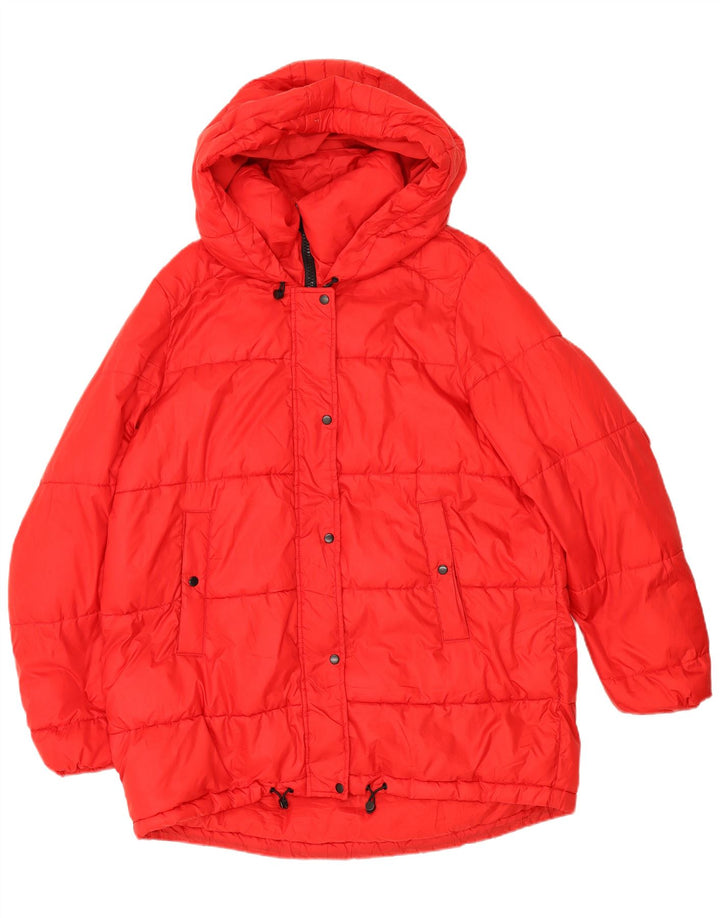 Zara Womens Trafaluc Hooded Oversized Jaqueta Acolchoada Reino Unido 14 Médio Vermelho
