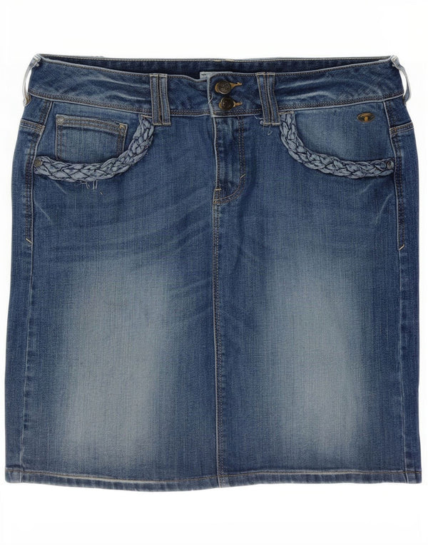 Mini saia jeans feminina Tom Tailor EU 40 médio W34 algodão azul
