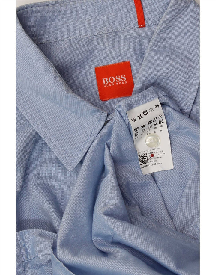 Camisa masculina Hugo Boss pequena azul algodão
