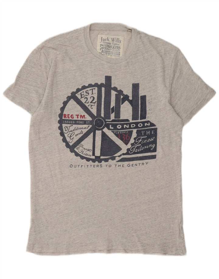 Camiseta gráfica masculina Jack Wills Top XS algodão cinza