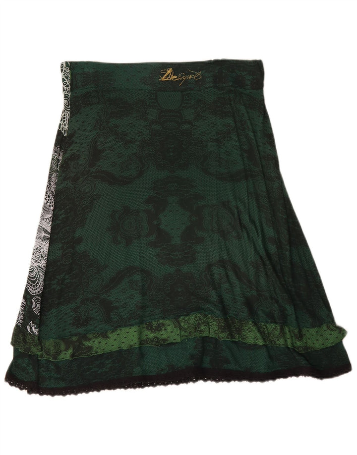Saia feminina Desigual A-Line médio W30 verde floral