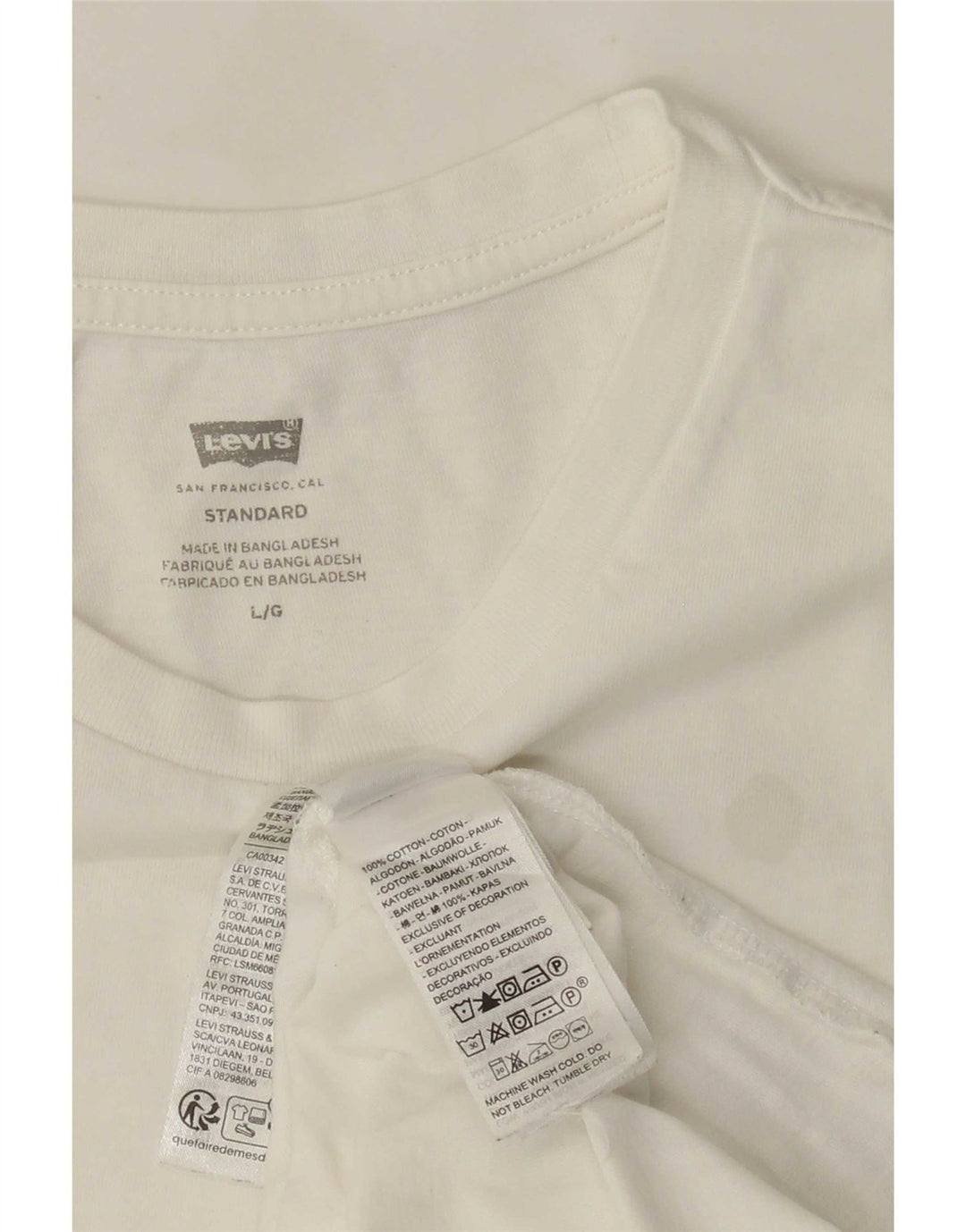 Camiseta masculina padrão Levi's Top grande de algodão branco