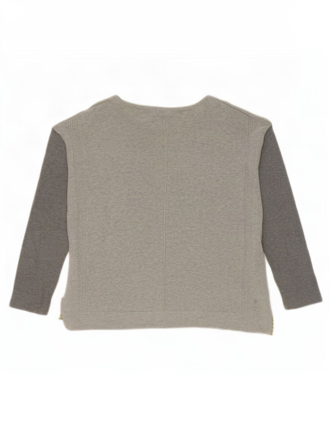 Suéter feminino com gola canoa White Stuff Reino Unido 12 bloco colorido cinza médio