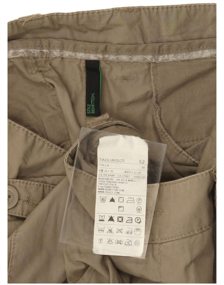 Calça cargo masculina reta BENETTON IT 52 XL W38 L34 algodão cáqui