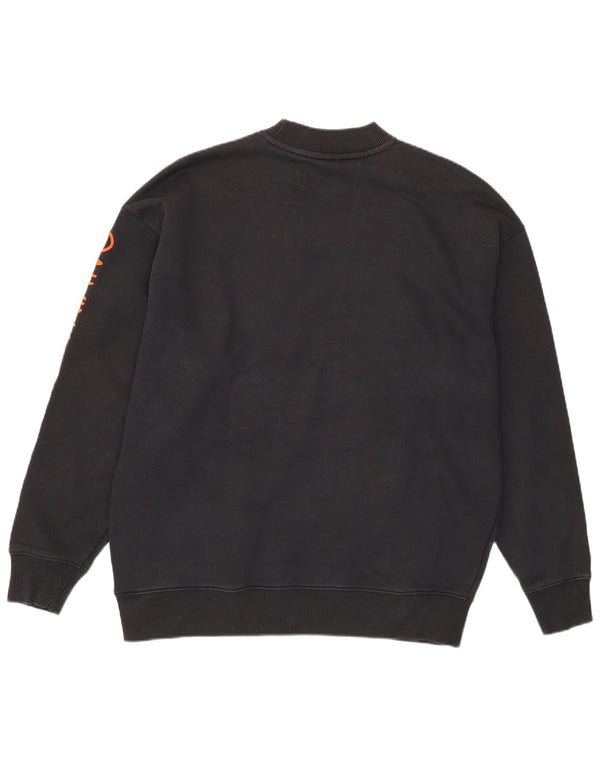 Calvin Klein Jeans Masculino moletom gráfico jumper pequeno algodão preto