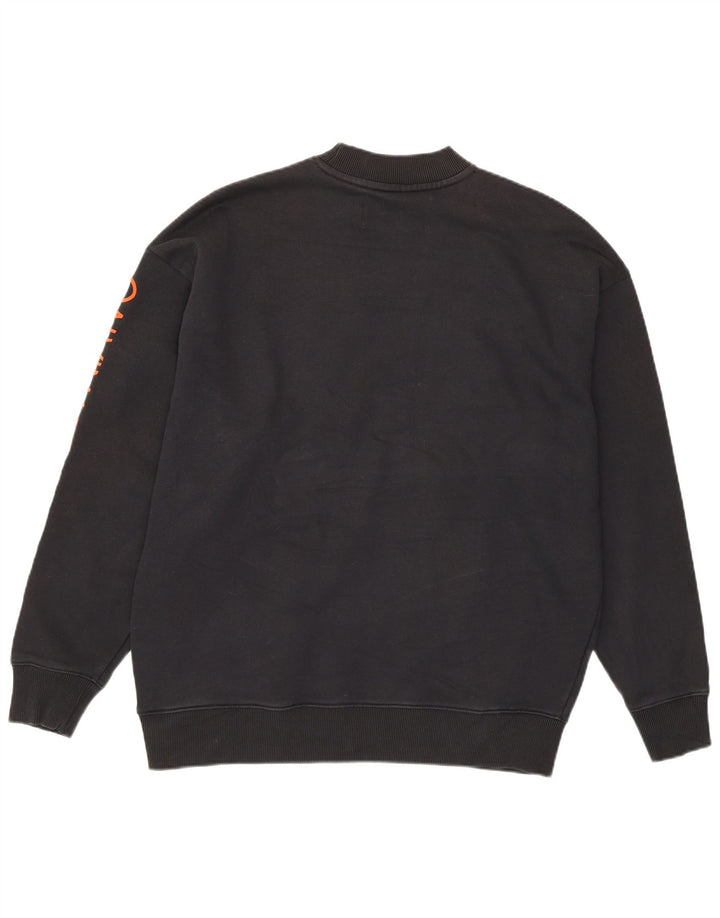 Calvin Klein Jeans Masculino moletom gráfico jumper pequeno algodão preto