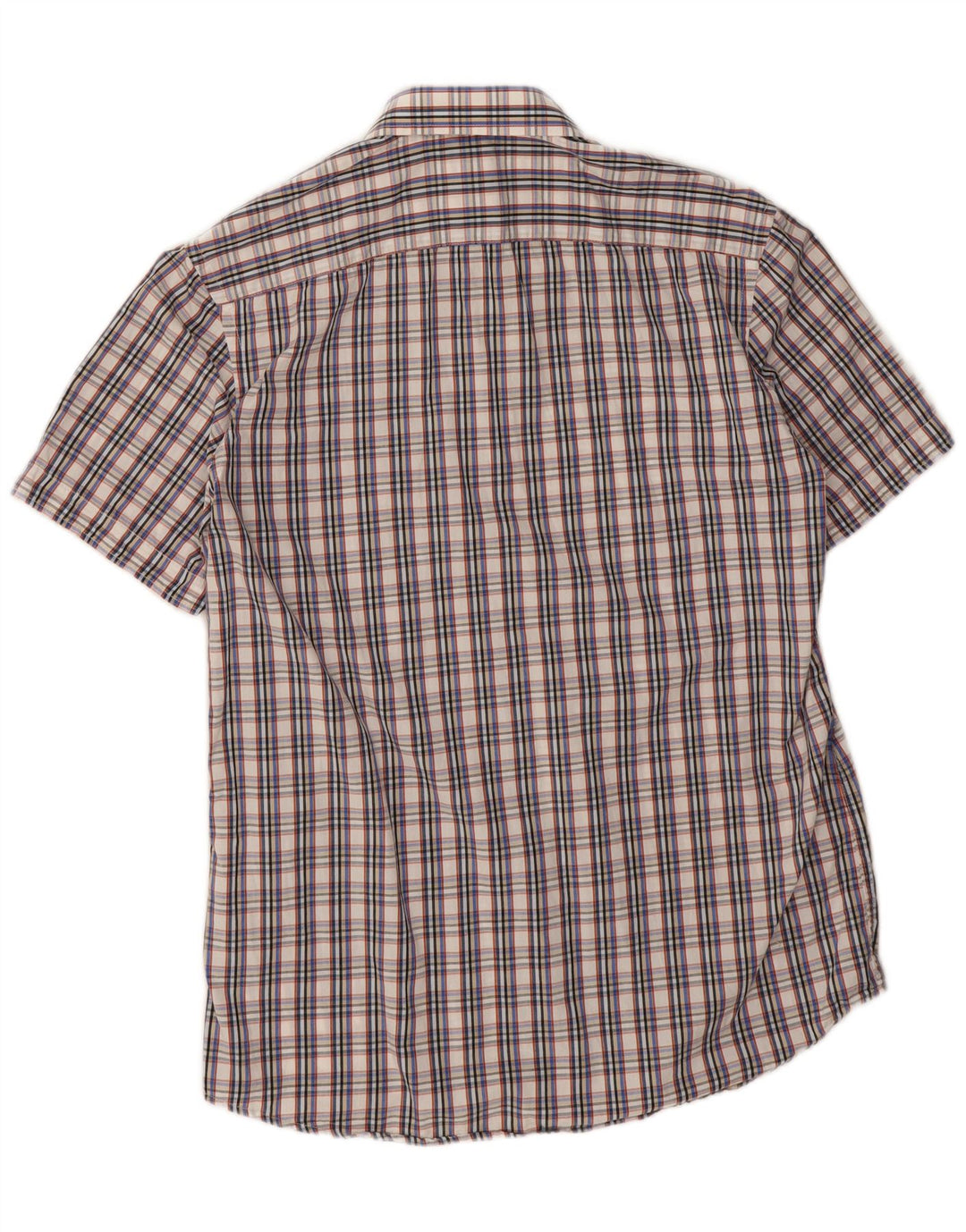 Camisa masculina Carrera de manga curta cinza médio algodão xadrez
