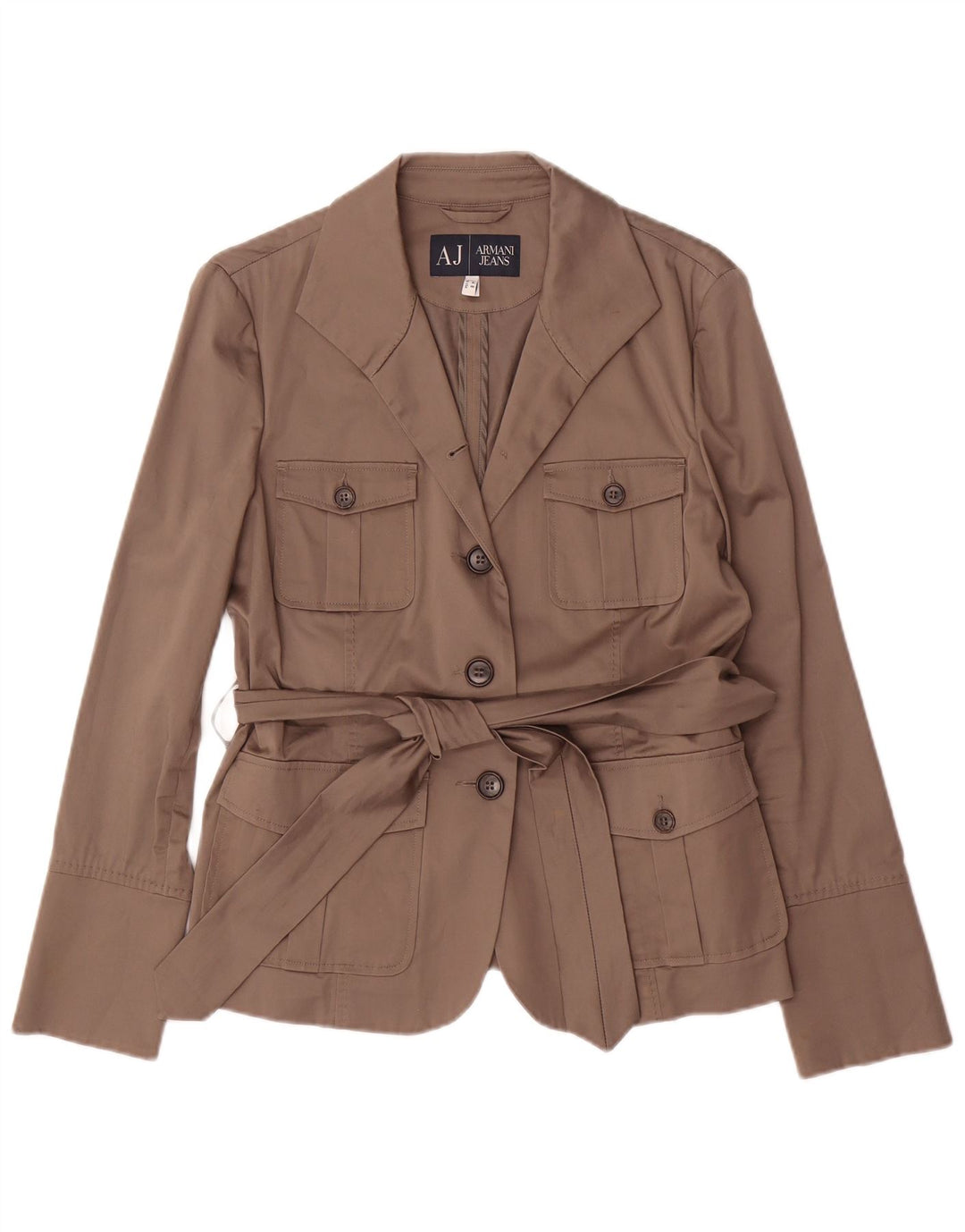 Jaqueta Blazer Armani Jeans Feminina 3 Botões EU 44 XL Marrom Algodão