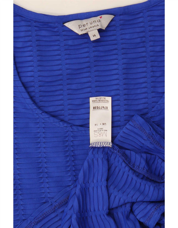 Top feminino Marks & Spencer Per Una manga 3/4 UK 14 poliamida azul médio