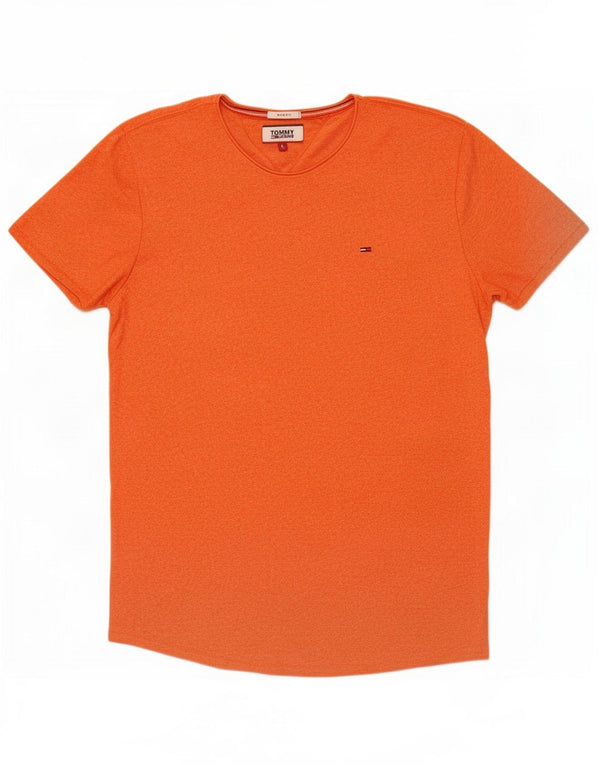 Tommy Hilfiger Camiseta masculina Slim Fit Top grande de algodão manchado laranja