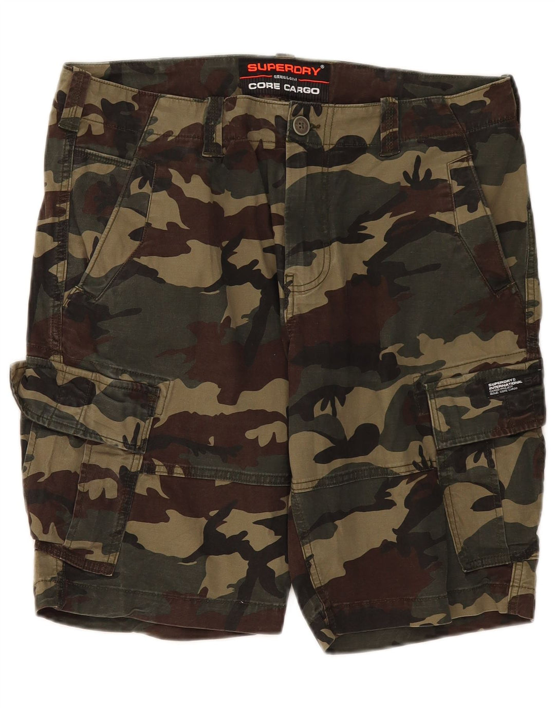 Superdry Mens Cargo Shorts W36 Grande Camuflagem Cáqui Algodão Exército
