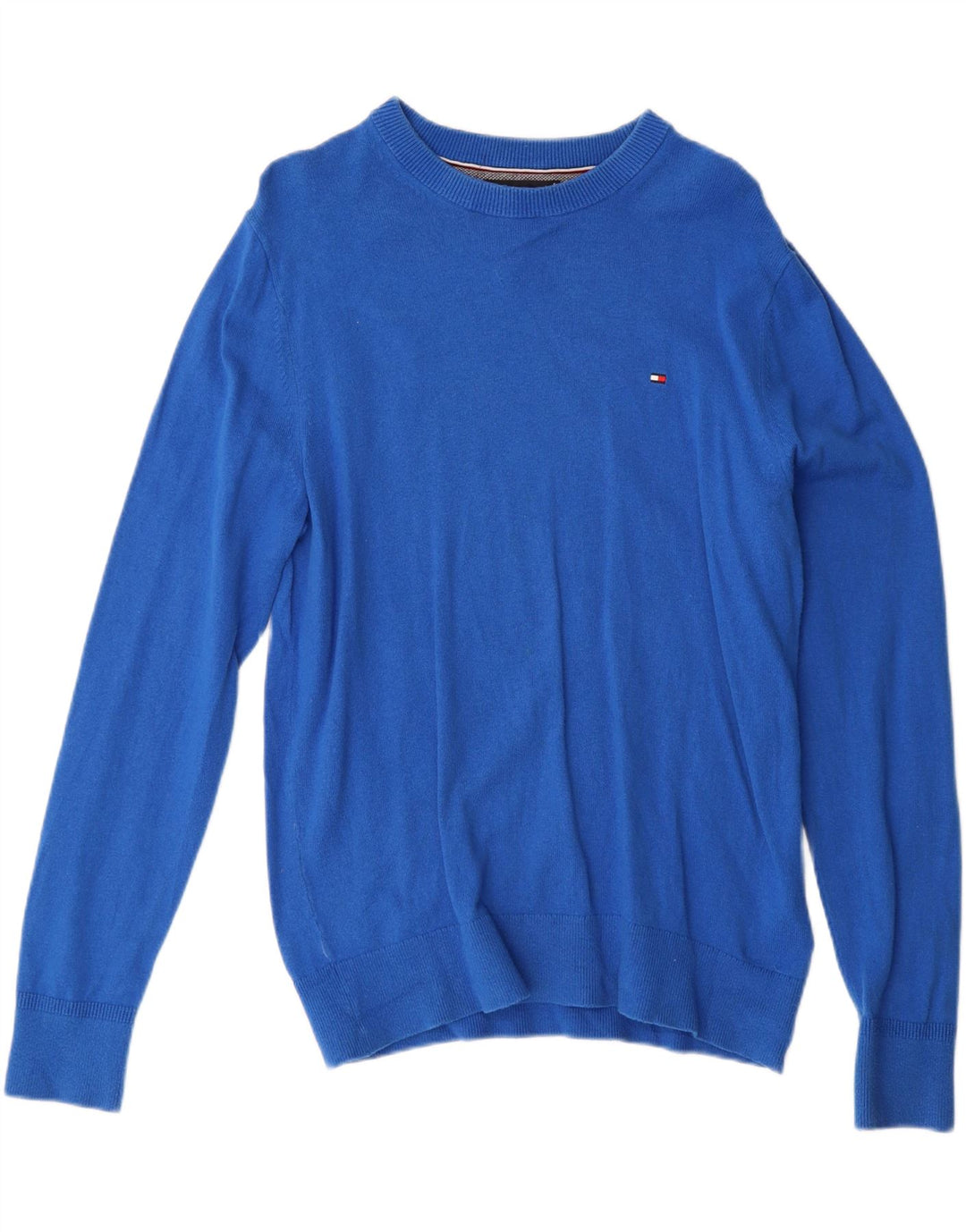 TOMMY HILFIGER Mens Boat Neck Jumper Sweater Medium Blue Cotton Vintage Tommy Hilfiger and Second-Hand Tommy Hilfiger from Messina Hembry 