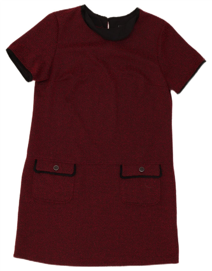 Vestido feminino Wallis UK 14 grande poliéster cor de vinho